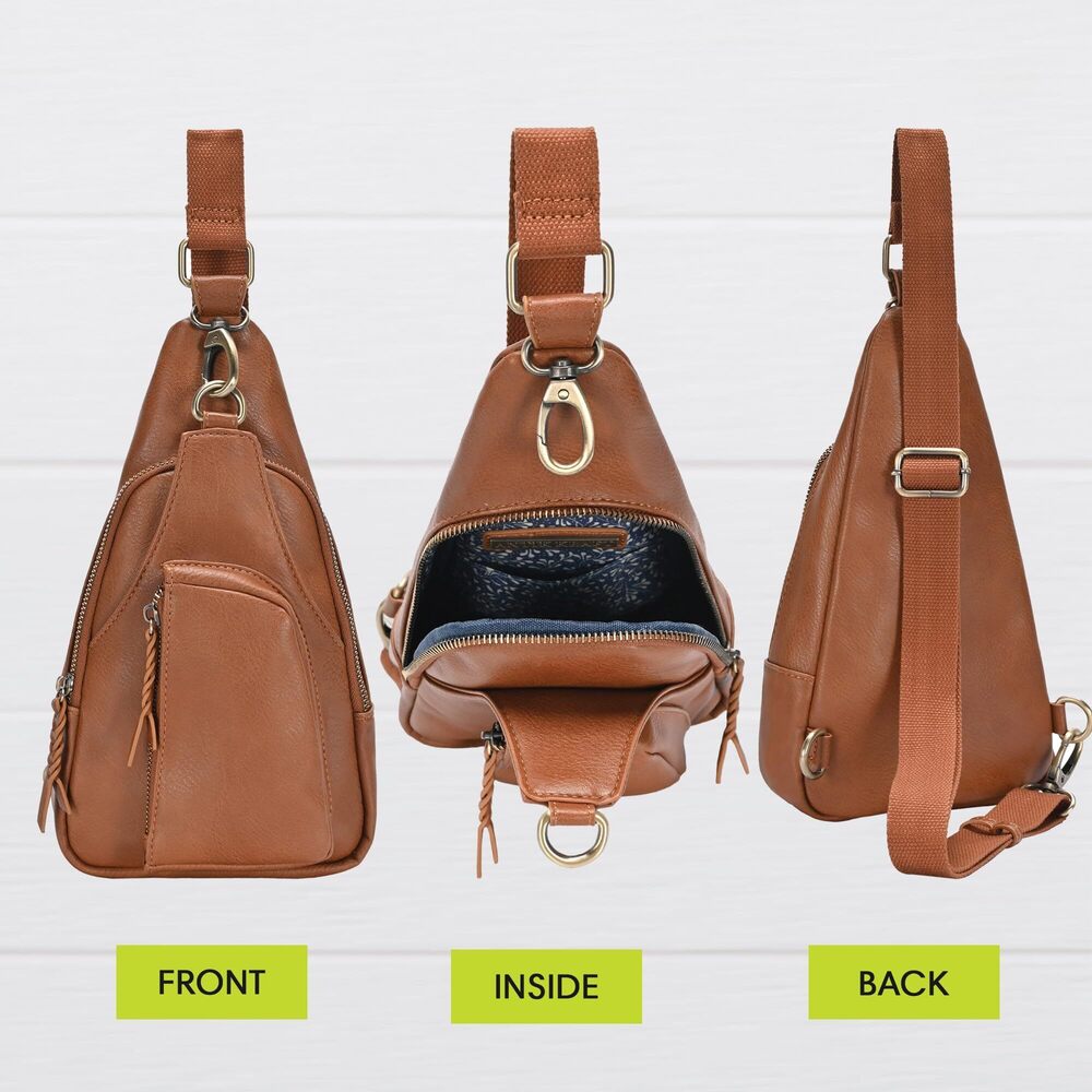 4065 Antik Kraft Tasha Crossbody Sling Tan | Vegan Leather Crossbody Bag View 2